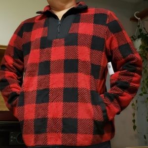 Buffalo Plaid Sherpa Half zip Sweater for Men